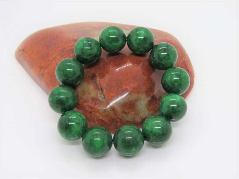 Vintage Durchscheinend Grün Jadeit Jade Perlenarmband 16 Mm von wandajewelry2013