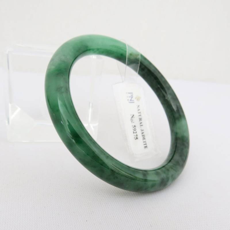 Vintage Durchscheinend Natürliche Dunkelgrün, Grün Jadeit Jade Armreif 50, 6 Mm von wandajewelry2013