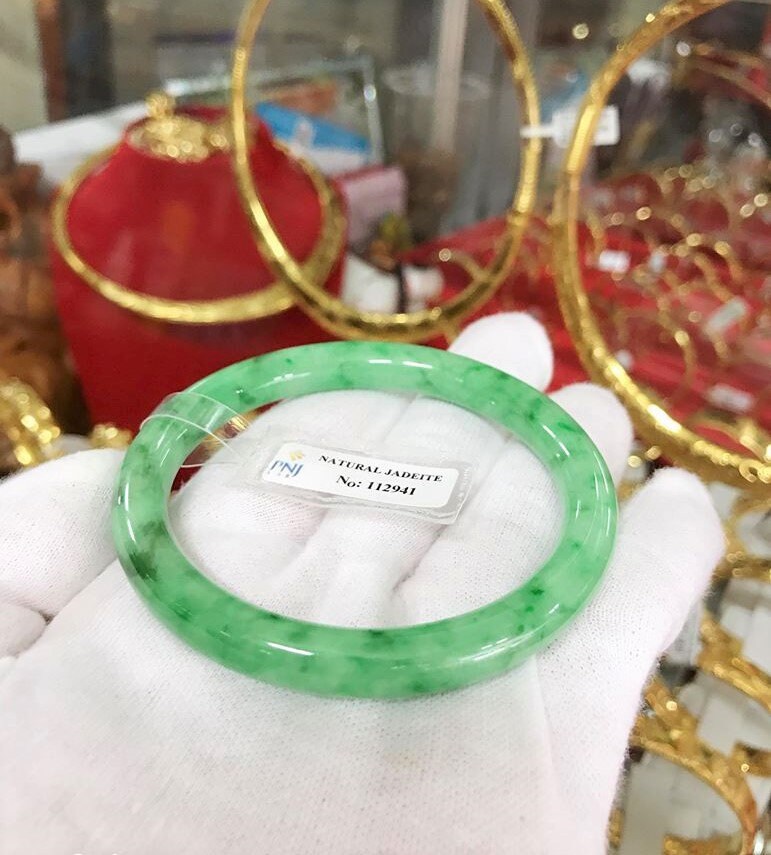 Vintage Durchscheinend Natürliche Grüne Jadeit Jade Armreif Armband 58.4mm von wandajewelry2013