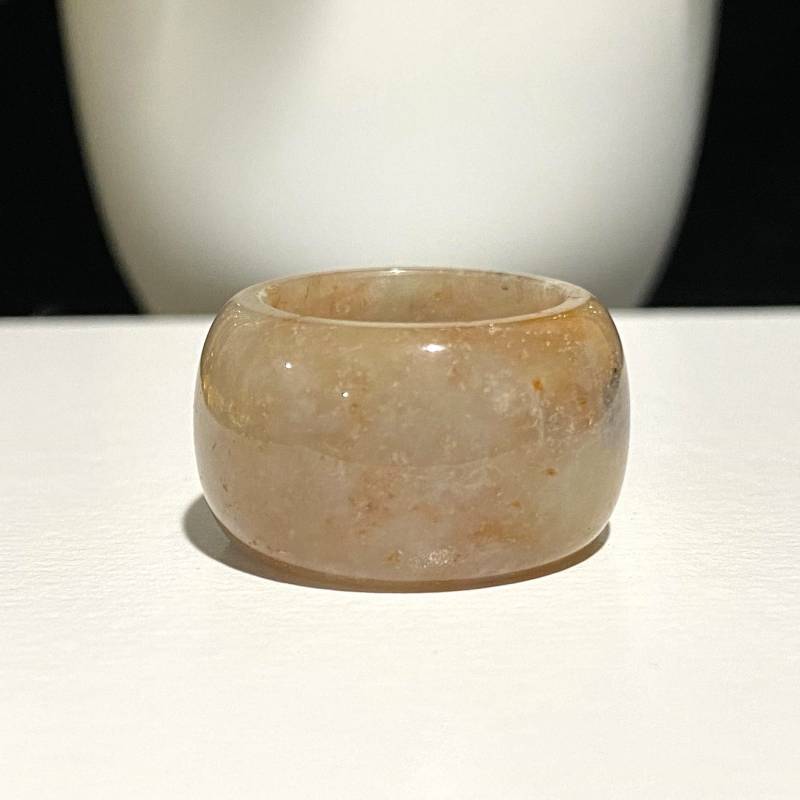 Vintage Durchscheinende Natürliche Gelb, Orange Jadeit Jade Breite Band Ring Größe 5.5 von wandajewelry2013