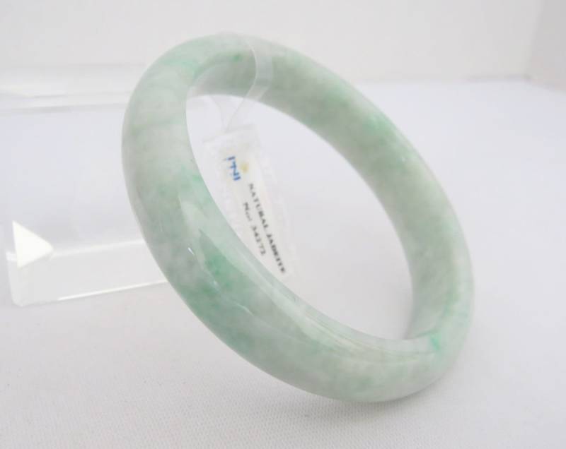 Vintage Durchscheinende Natürliche Grün Weiß Jadeit Jade Breiter Armreif Armband 58mm von wandajewelry2013