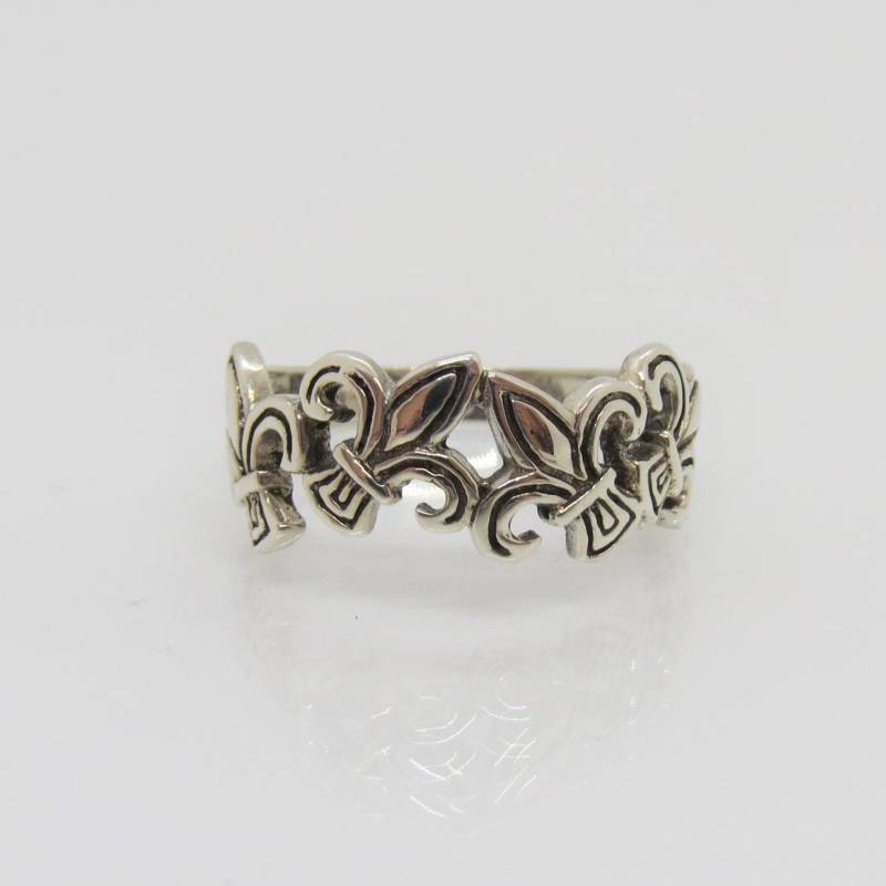 Vintage Fleur De Lis Band-Ring Aus 925Er Silber von wandajewelry2013