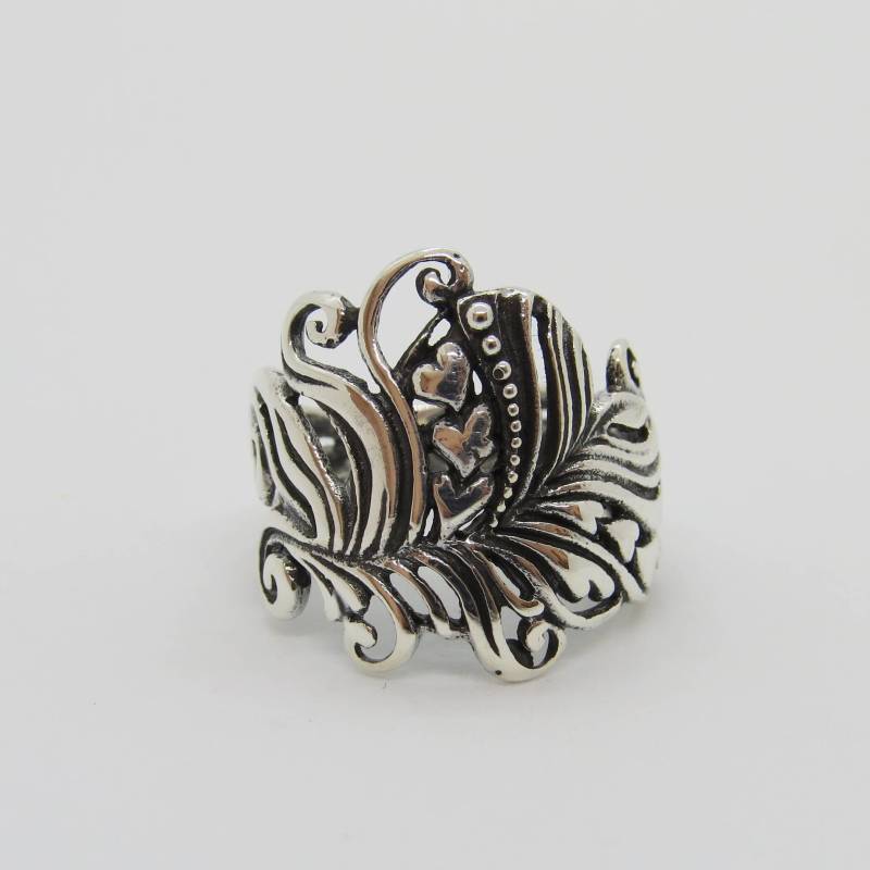 Vintage Handwerker Sterling Silber Herz Bandring Größe 8 von wandajewelry2013