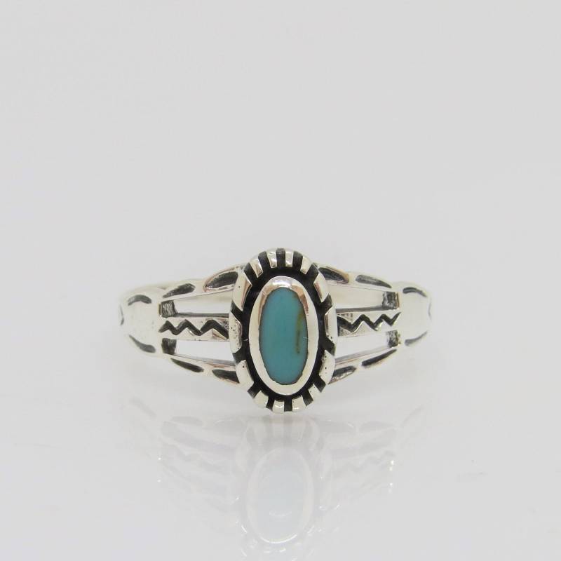 Vintage Southwestern Sterling Silber Türkis Ring Größe 7 von wandajewelry2013