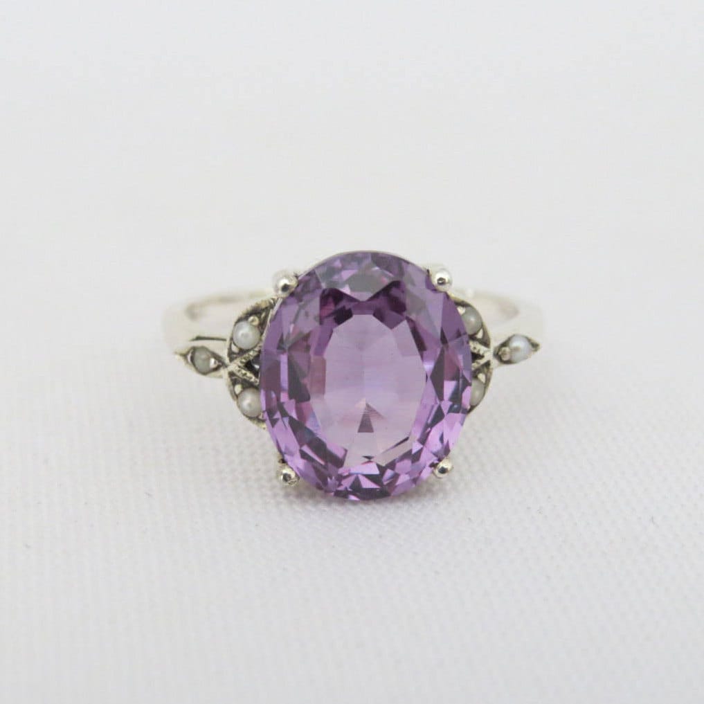 Vintage Sterling Silber Alexandrit Ring Größe 5 von wandajewelry2013