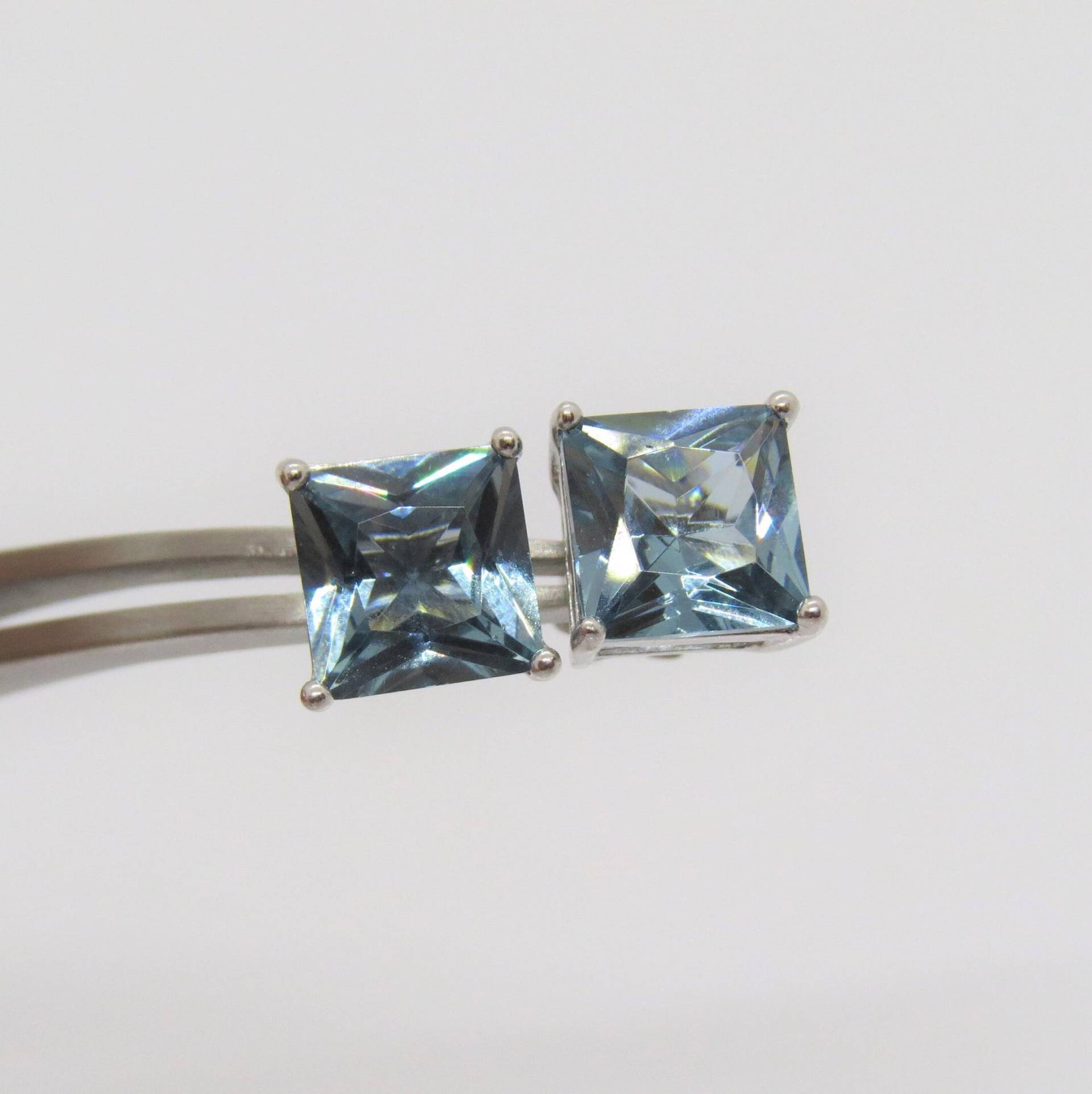 Vintage Sterling Silber Aquamarin Ohrstecker 8 Mm von wandajewelry2013