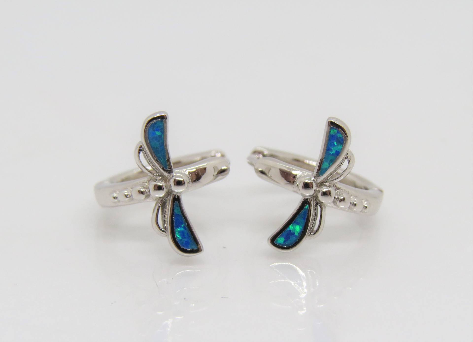 Vintage Sterling Silber Blaue Opal Libellen Ohrringe von wandajewelry2013