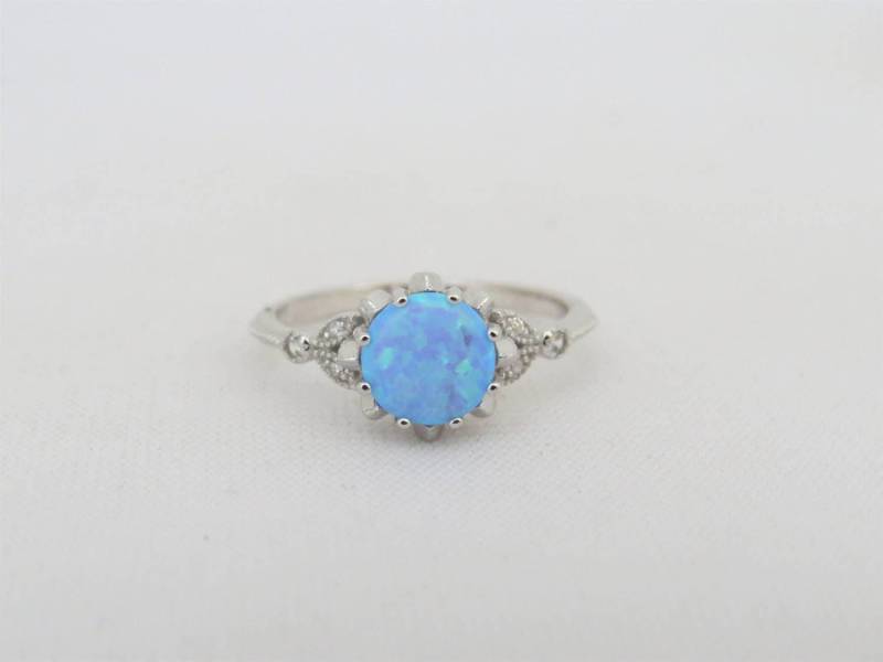 Vintage Sterling Silber Blauer Opal & Topas Ring Größe 7 von wandajewelry2013