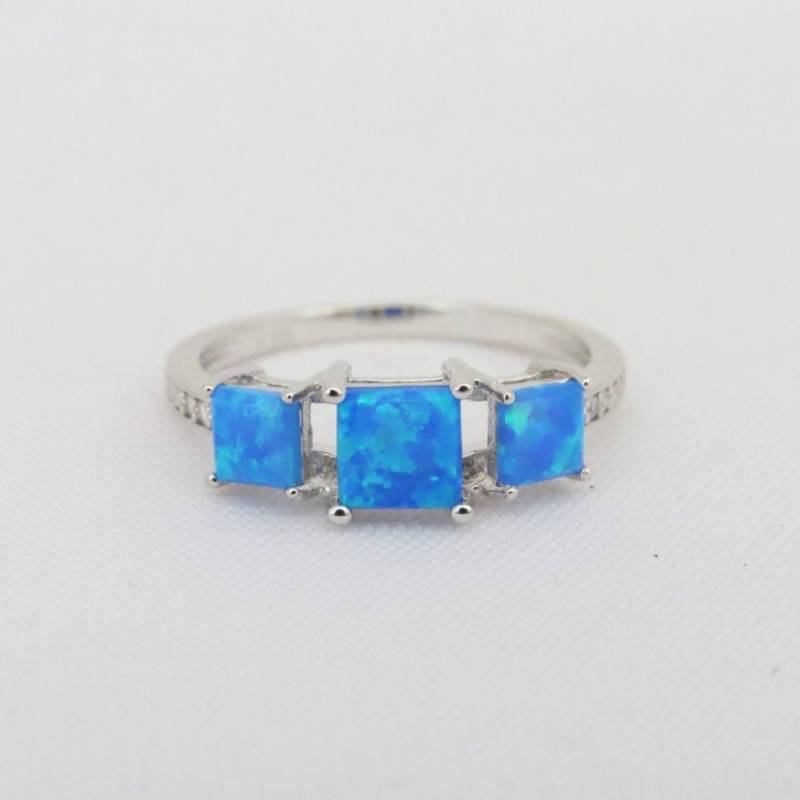 Vintage Sterling Silber Blauer Opal & Weißer Topas Ring Größe 23 von wandajewelry2013