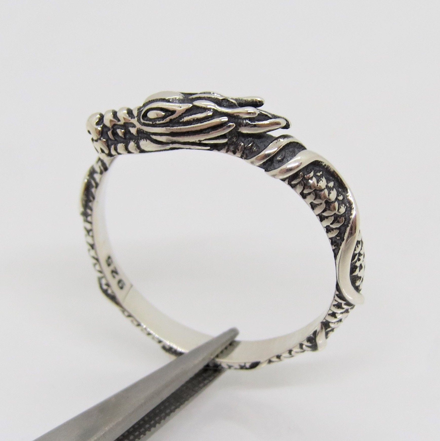 sterling Silber Drachen Ring Größe 8 Verstellbar von wandajewelry2013