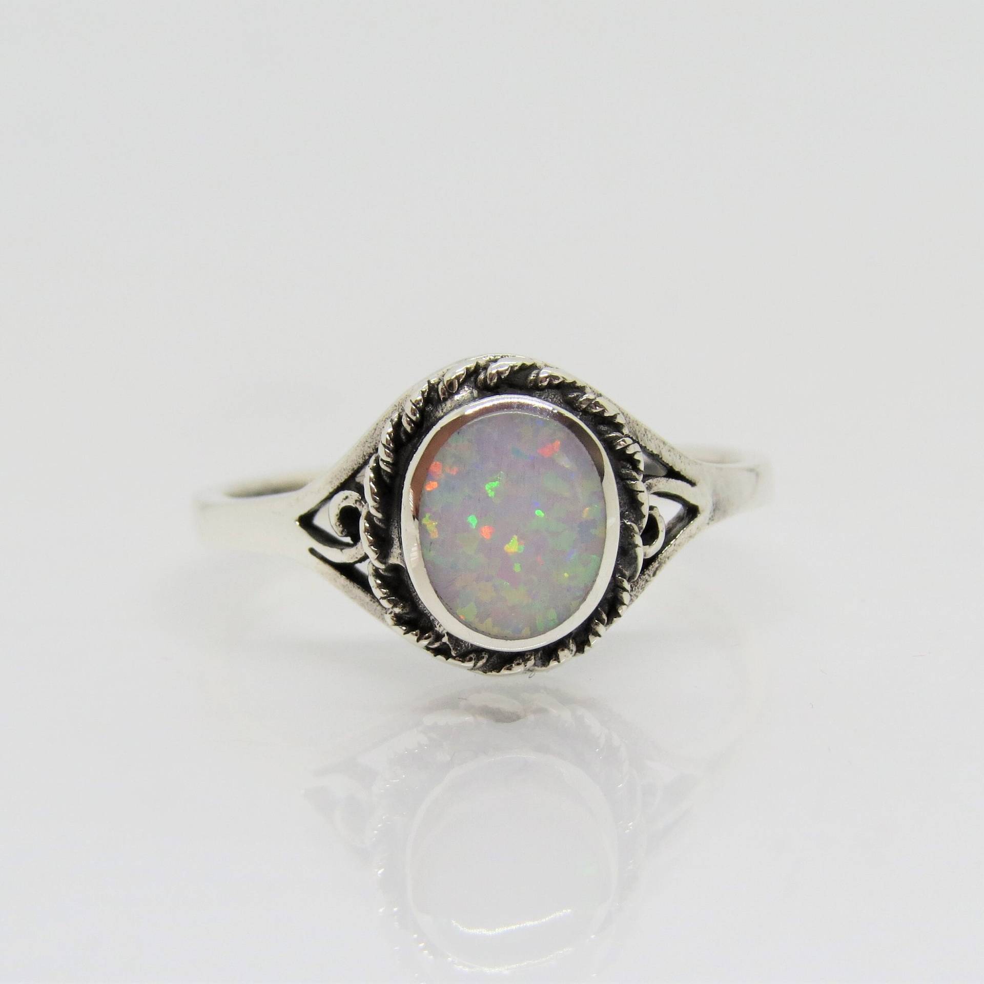 Vintage Sterling Silber Feuer Opal Filigran Ring Größe 8 von wandajewelry2013
