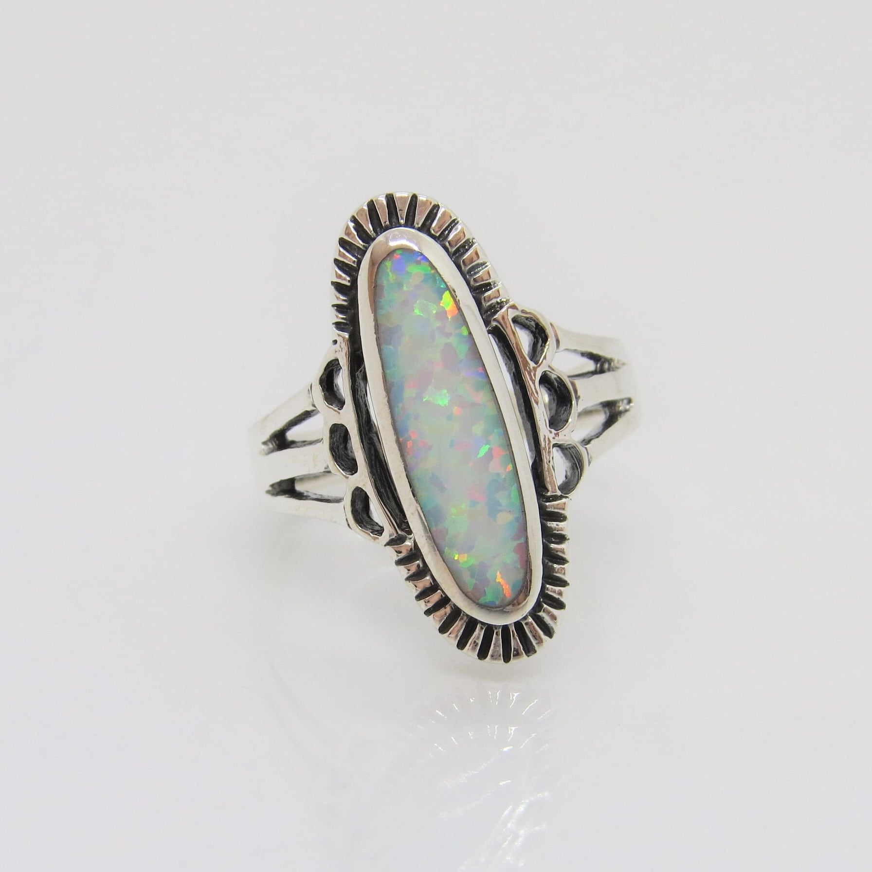 Vintage Sterling Silber Feuer Opal Kuppel Ring Größe 7 von wandajewelry2013