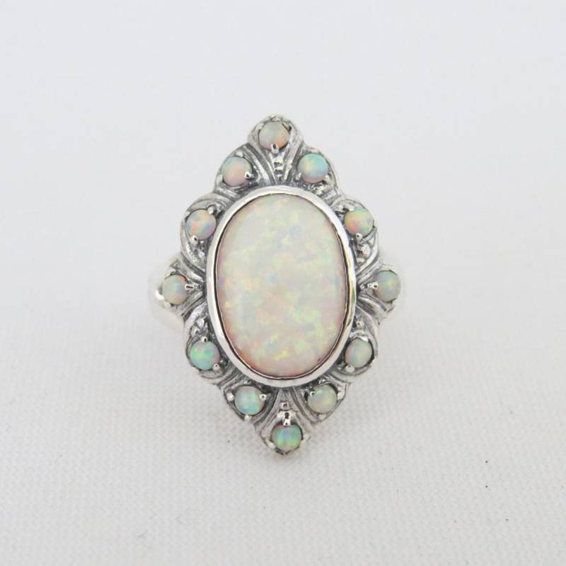 Vintage Sterling Silber Feuer Opal Ring Größe 8 von wandajewelry2013