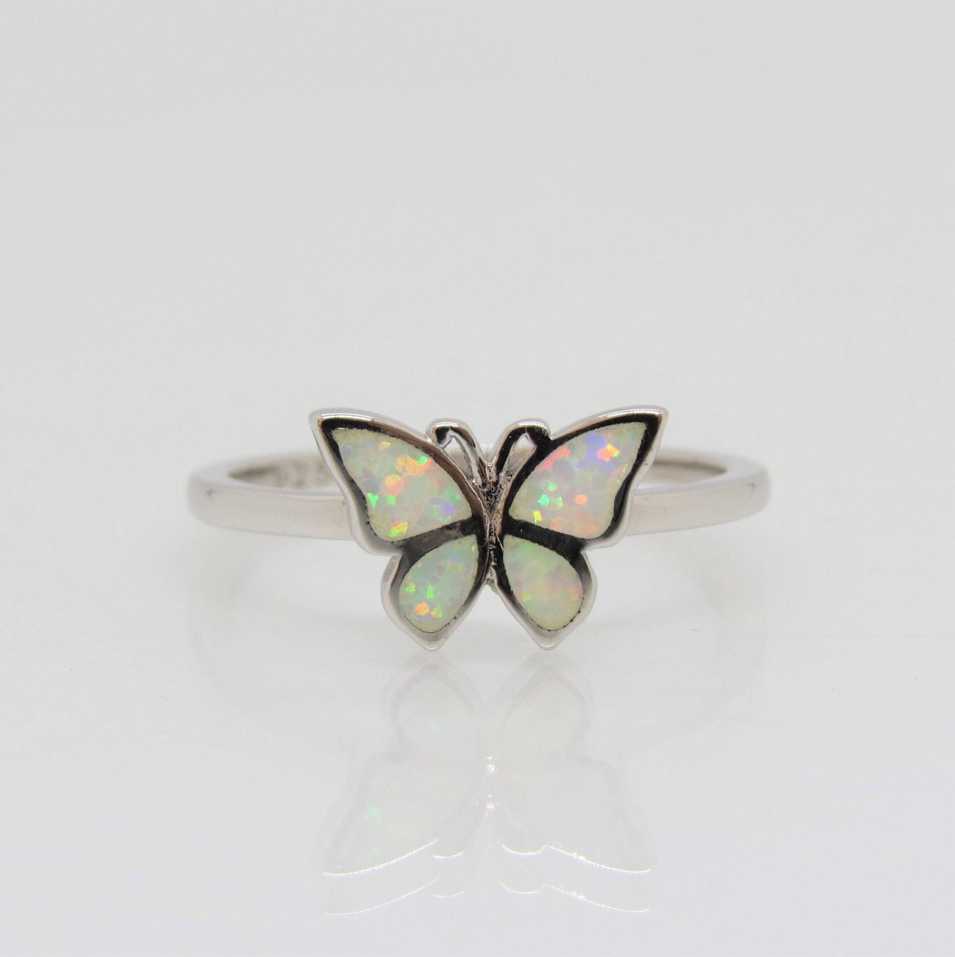 sterling Silber Feuer Opal Schmetterling Ring von wandajewelry2013