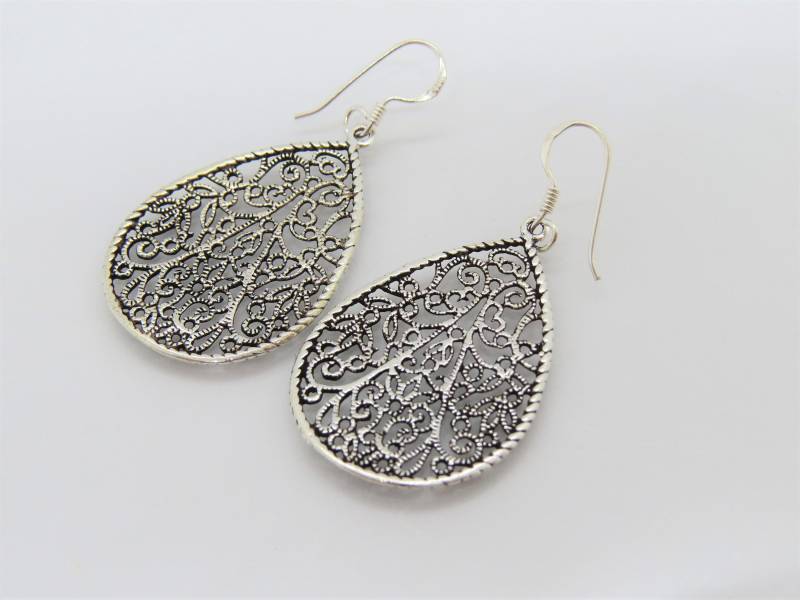 Vintage Sterling Silber Filigrane Ohrringe von wandajewelry2013