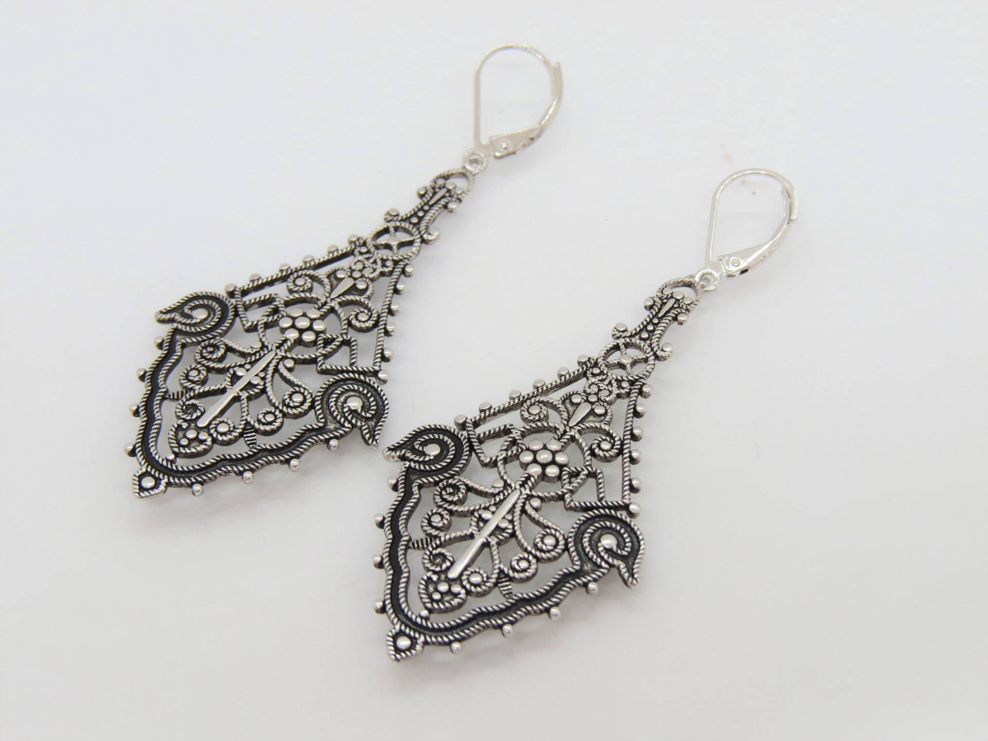 Vintage Sterling Silber Filigrane Ohrringe von wandajewelry2013