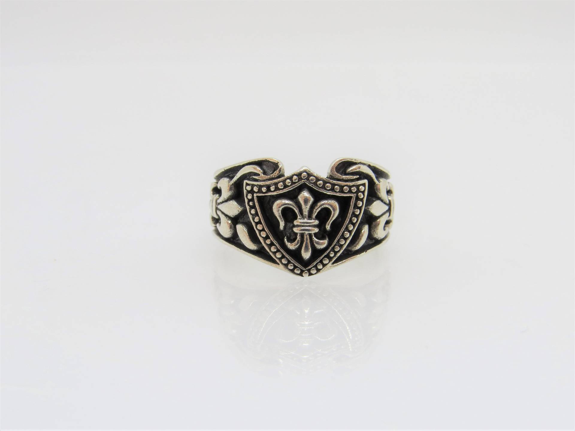 Vintage Sterling Silber Fleur De Lis Unisex Bandring Größe 9 von wandajewelry2013