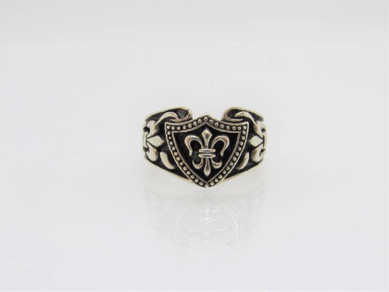 Vintage Sterling Silber Fleur De Lis Unisex Bandring Größe 9 von wandajewelry2013