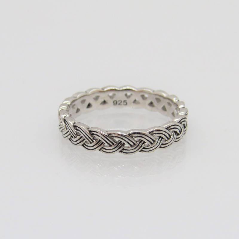 Vintage Sterling Silber Geflochten Twisted Band Ring Größe 7 von wandajewelry2013