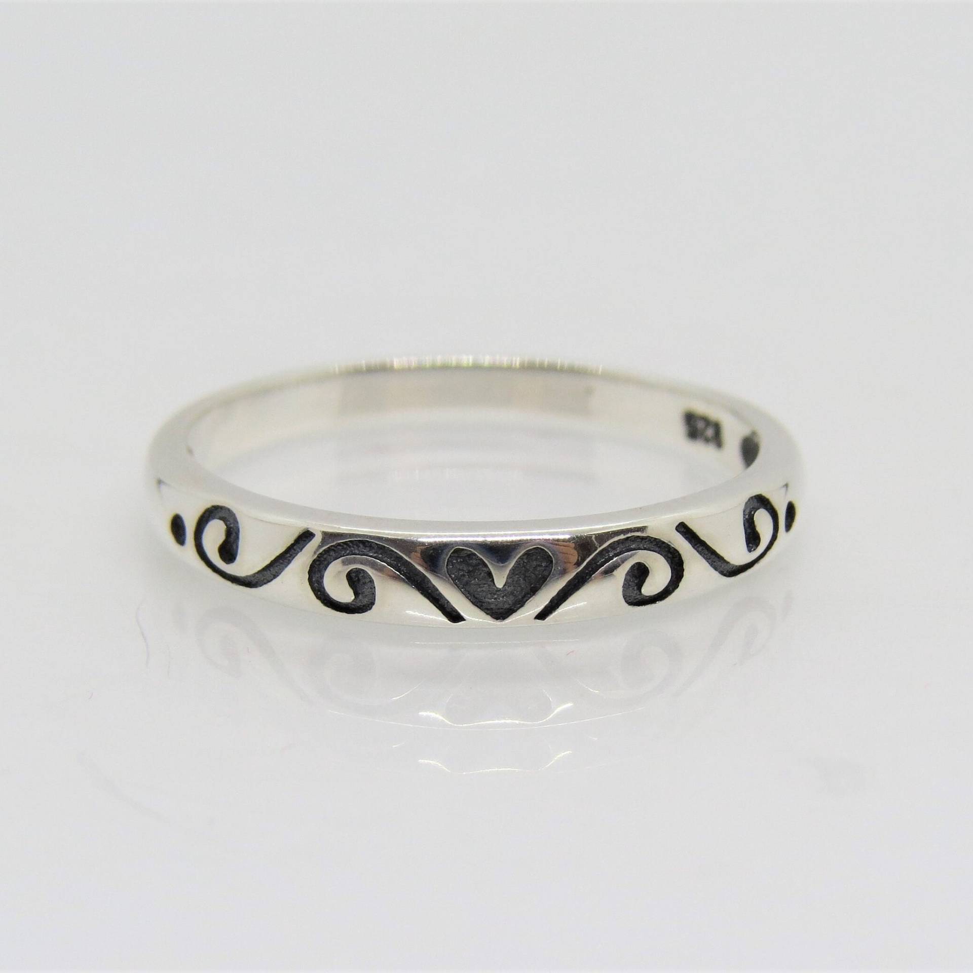 sterling Silber Herz Band Ring Größe 17 von wandajewelry2013