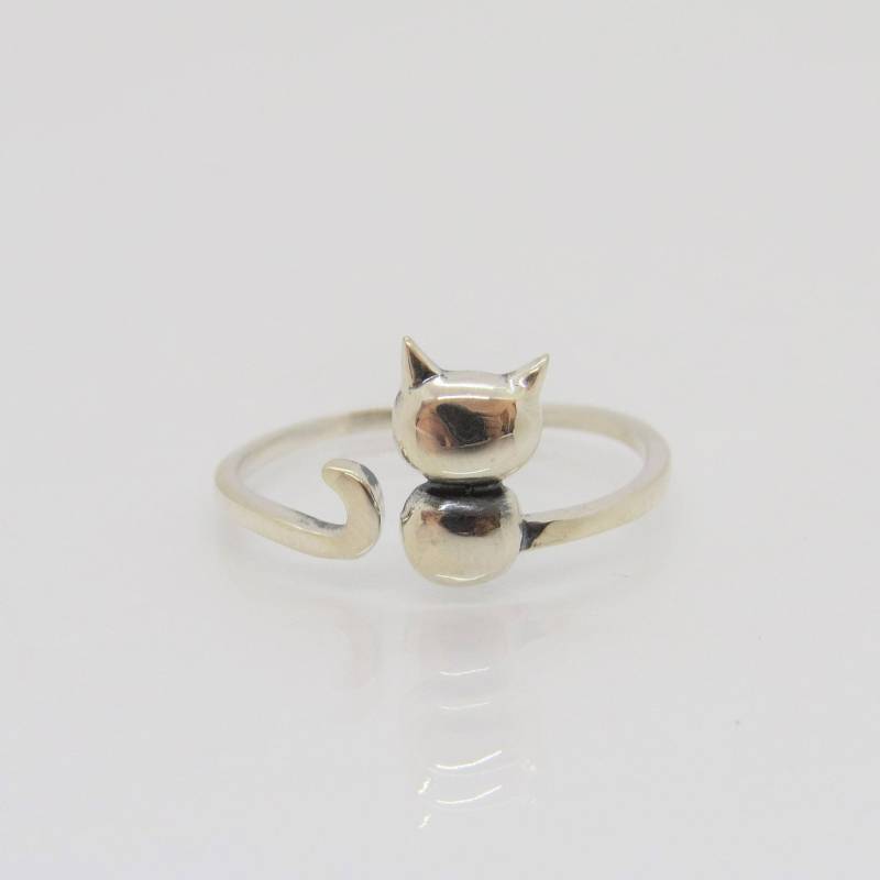Vintage Sterling Silber Kitty Katze Ring Größe 8 Verstellbar Vintage Sterling Silber Kitty Katze Ring Größe 8 Verstellbar von wandajewelry2013