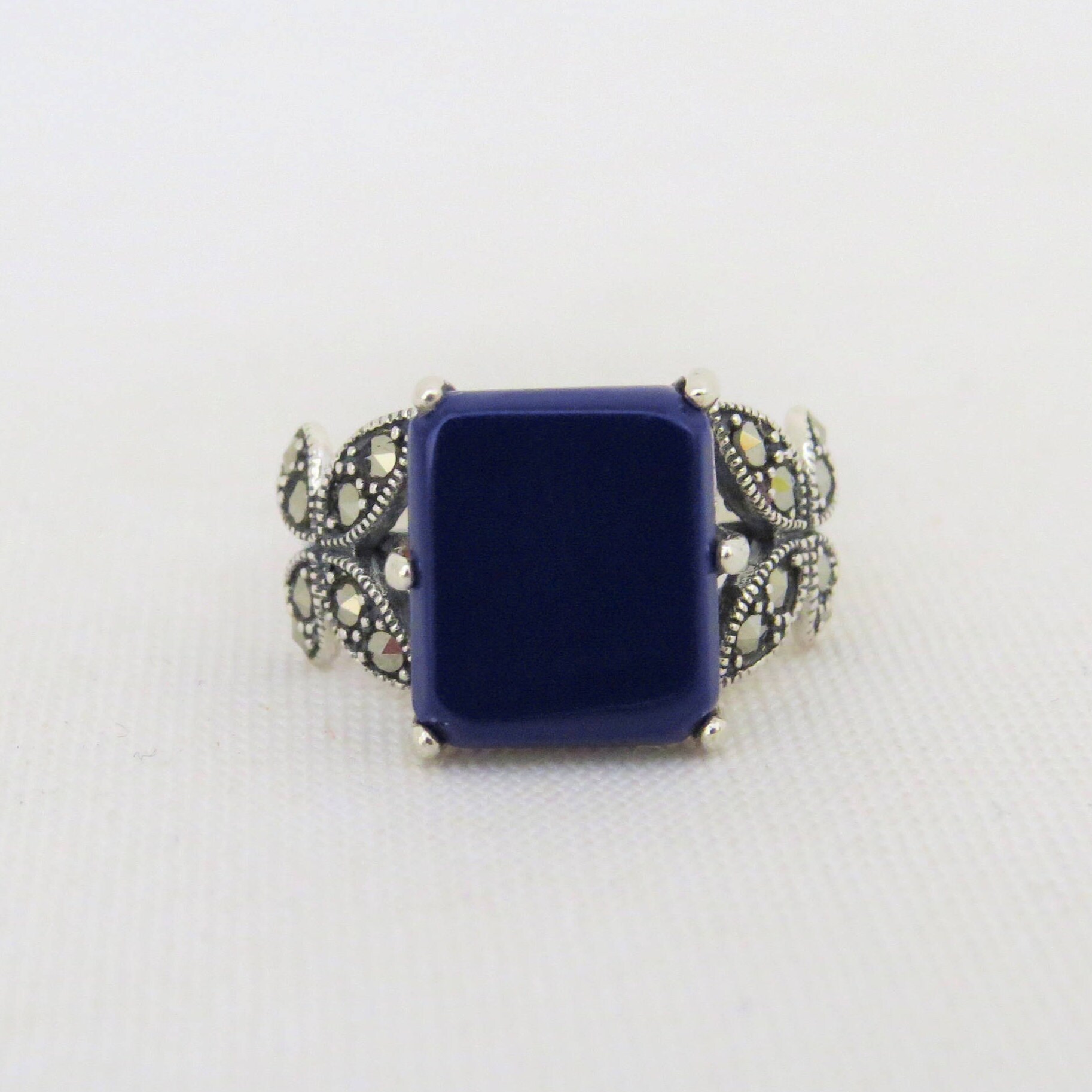 Vintage Sterling Silber Lapis Lazuli & Markasit Schmetterling Ring Größe 7 von wandajewelry2013