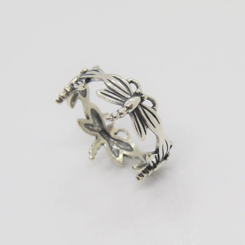 Vintage Sterling Silber Libelle Bandring Größe 8 von wandajewelry2013