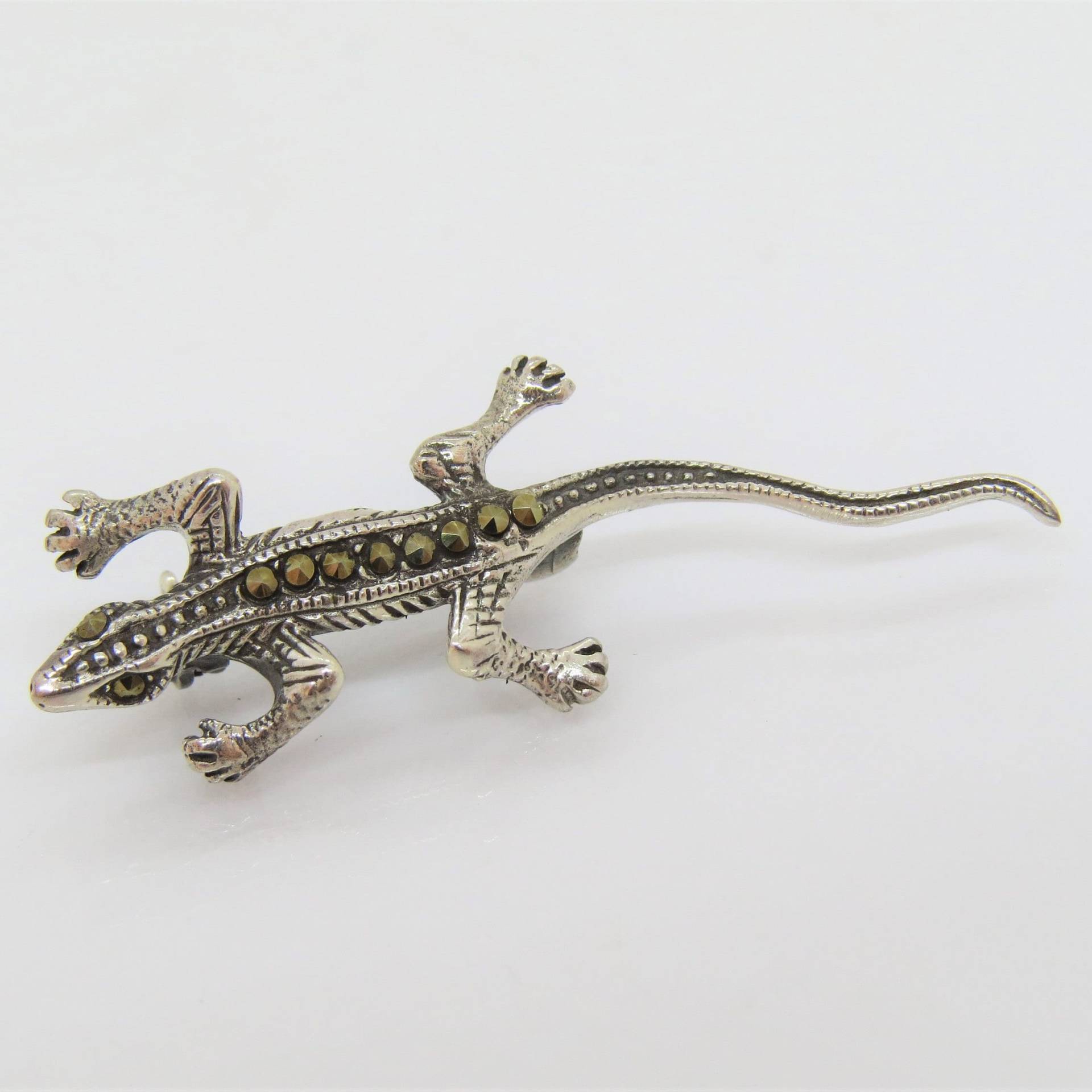 Vintage Sterling Silber Markasit Eidechse Pin Brosche Vintage Sterling Silber Markasit Eidechse Pin Brosche von wandajewelry2013