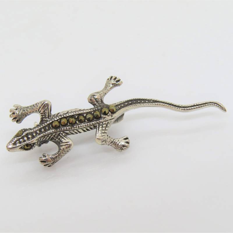 Vintage Sterling Silber Markasit Eidechse Pin Brosche Vintage Sterling Silber Markasit Eidechse Pin Brosche von wandajewelry2013