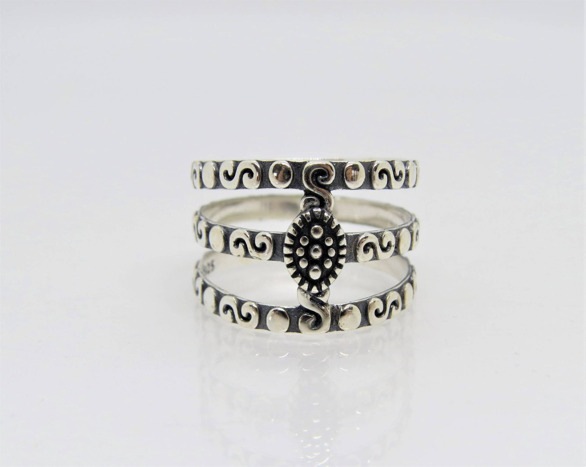 Vintage Sterling Silber Multi Reihen Kuppel Ring Größe 9, 5 von wandajewelry2013