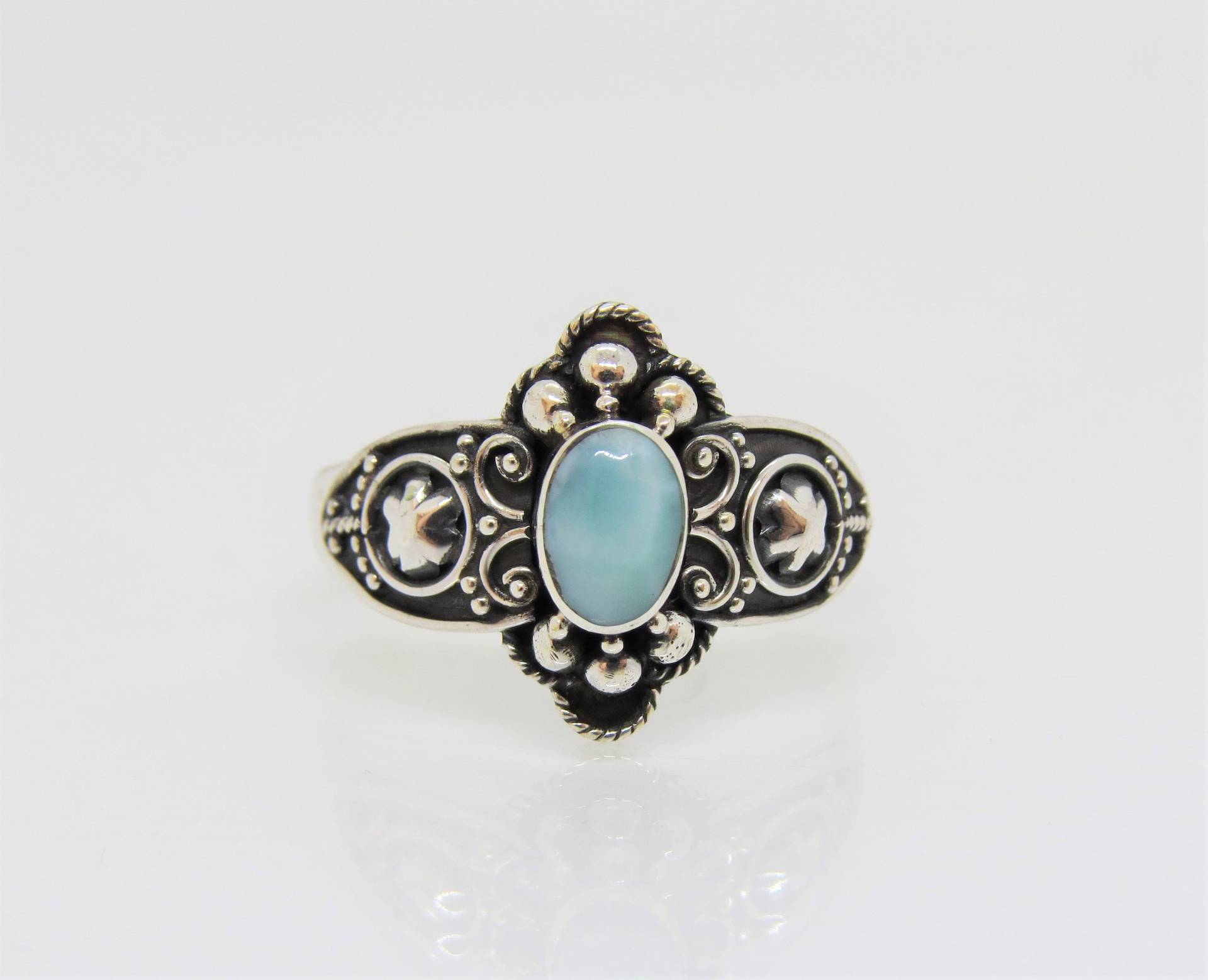 Vintage Sterling Silber Natürlicher Larimar Ring Größe 8 von wandajewelry2013