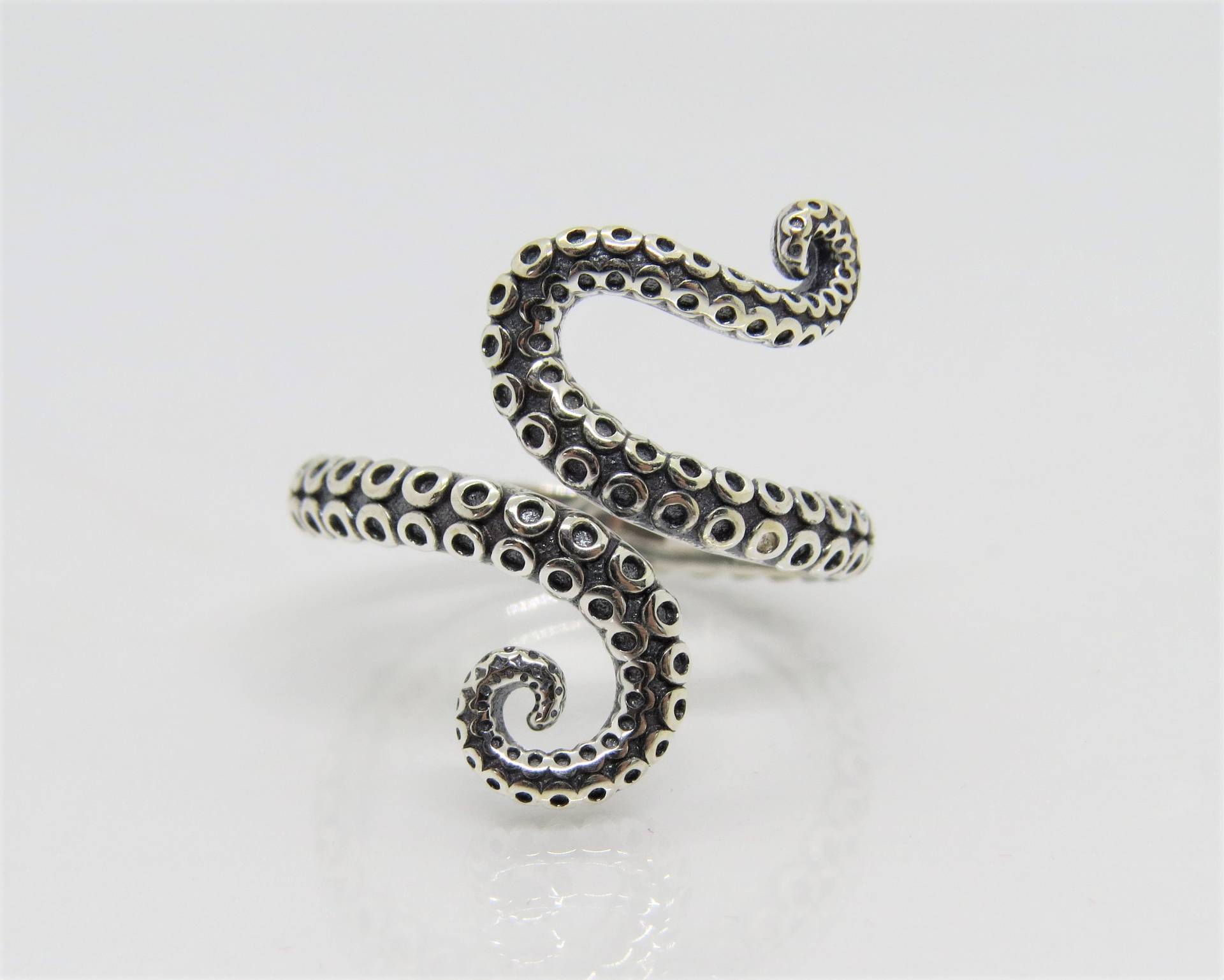 Vintage Sterling Silber Oktopus Tentakeln Ring Größe 8 von wandajewelry2013