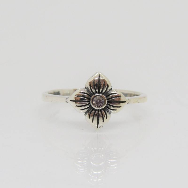 Vintage Sterling Silber Ring Mit Weißer Topas Blume Größe 7 von wandajewelry2013