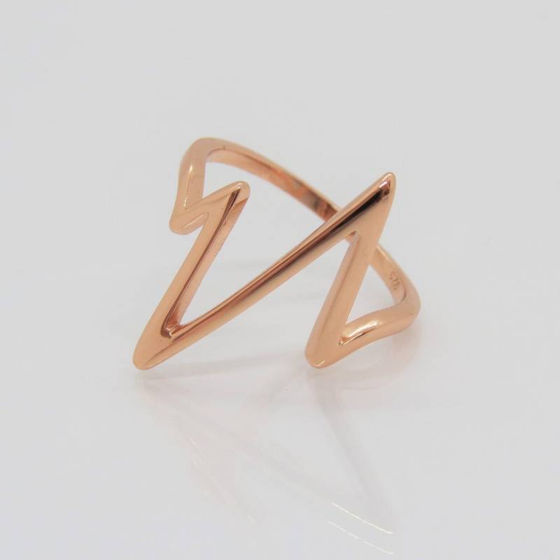 Vintage Sterling Silber Rose Gold Plated Life Line Ring Größe 8 von wandajewelry2013