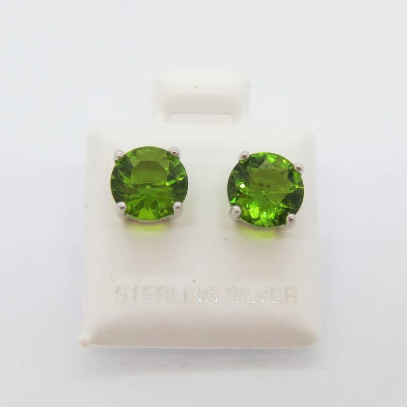 Vintage Sterling Silber Rundschliff Peridot Ohrstecker 7 Mm von wandajewelry2013
