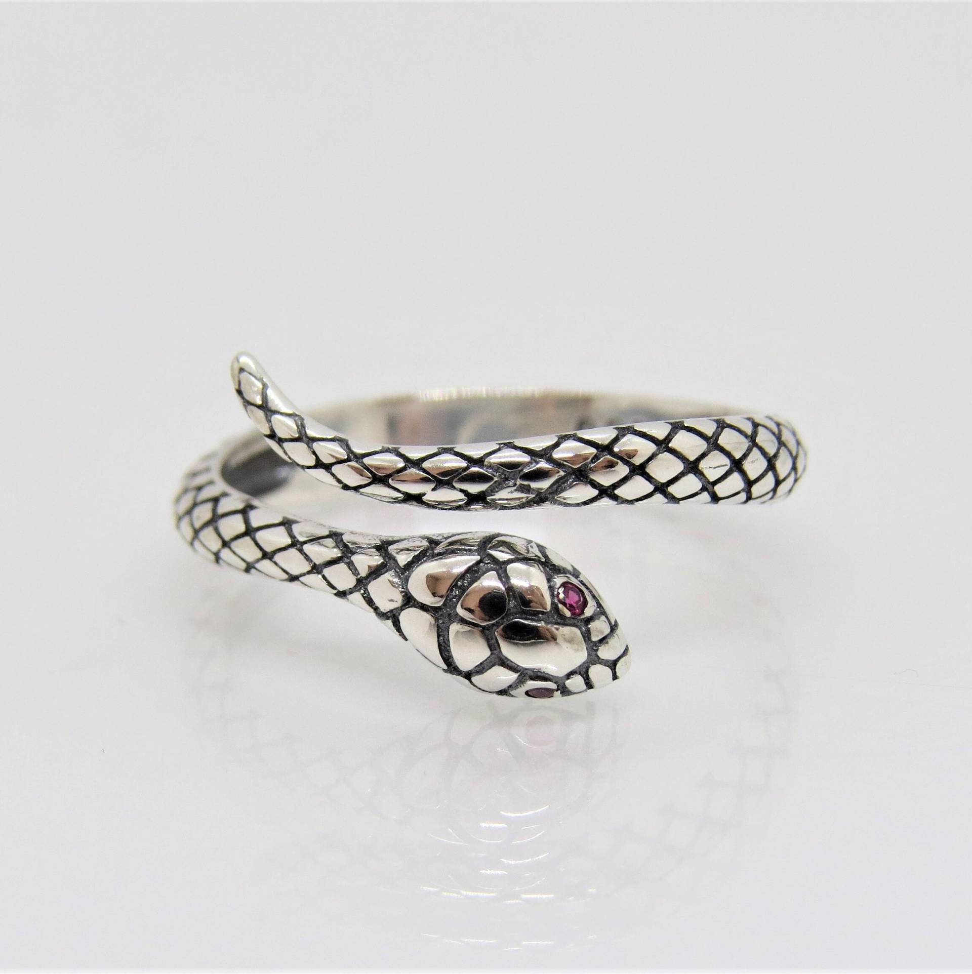 sterling Silber Schlange Rubin Augen Ring Größe 20cm von wandajewelry2013