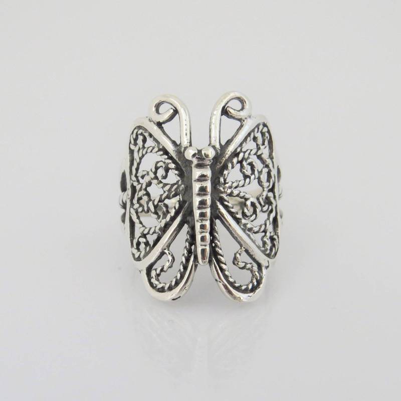 Vintage Sterling Silber Schmetterling Filigran Ring Größe 7 von wandajewelry2013