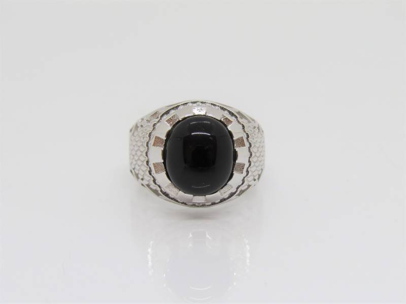 Vintage Sterling Silber Schwarz Onyx Herren Ring Größe 9, 5 von wandajewelry2013