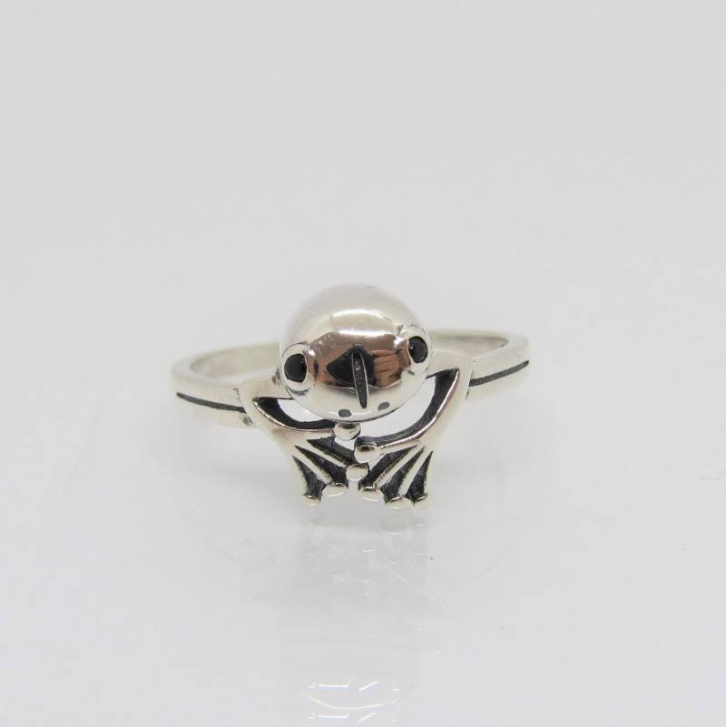 Vintage Sterling Silber Schwarzer Saphir Frosch Ring Größe 7 von wandajewelry2013