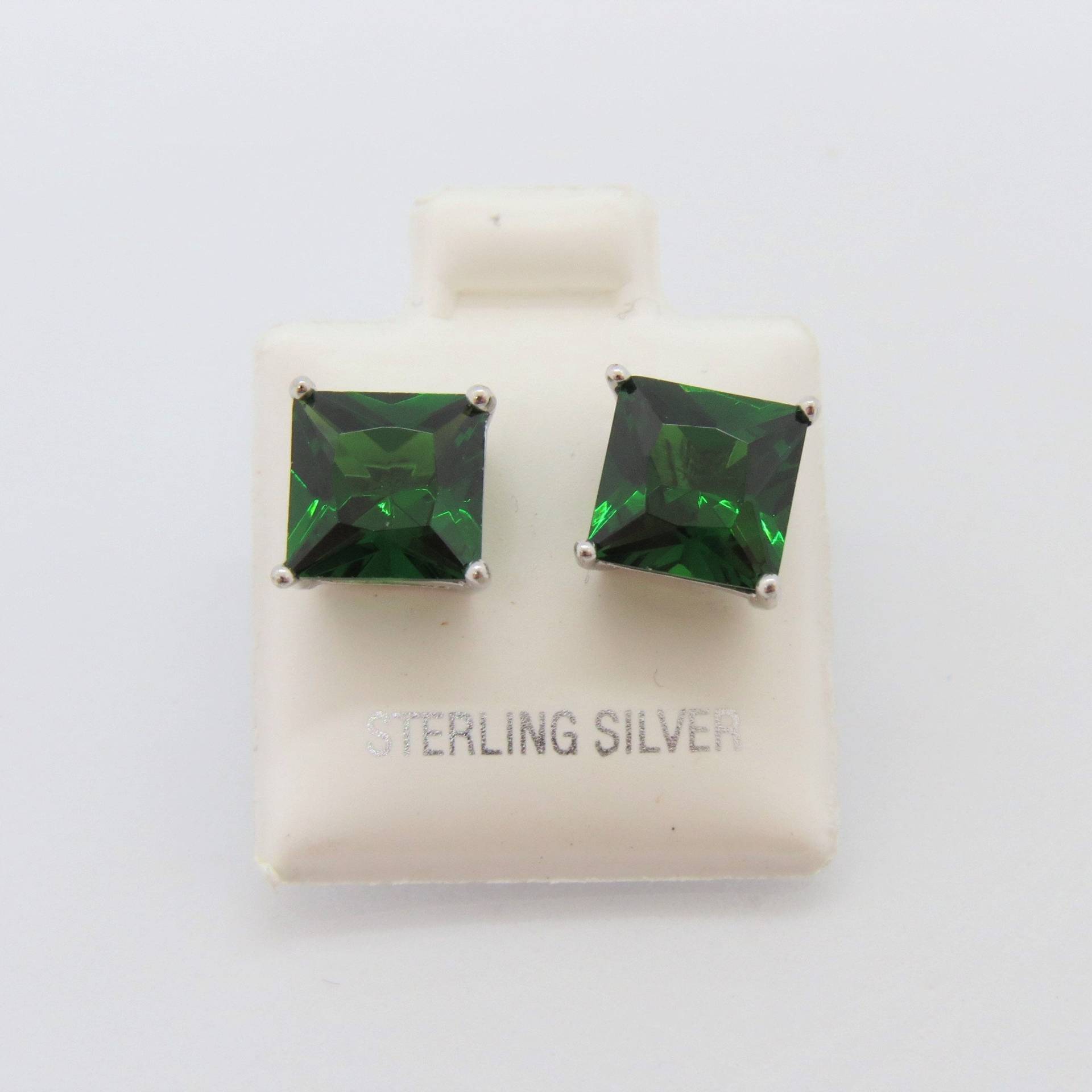 Vintage Sterling Silber Smaragd Ohrstecker 7 Mm von wandajewelry2013