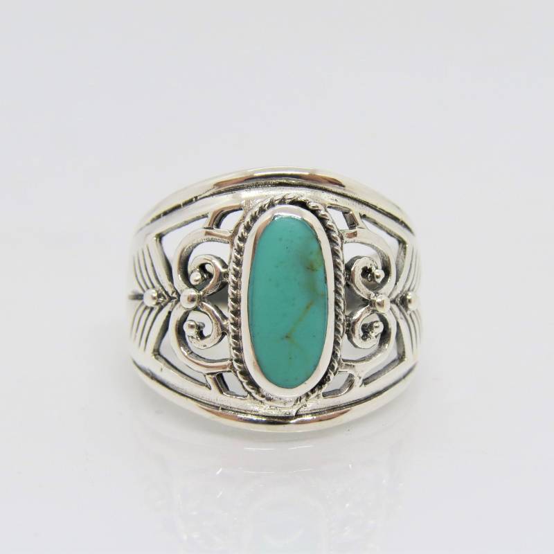 Vintage Sterling Silber Türkis Ring Größe 7 von wandajewelry2013