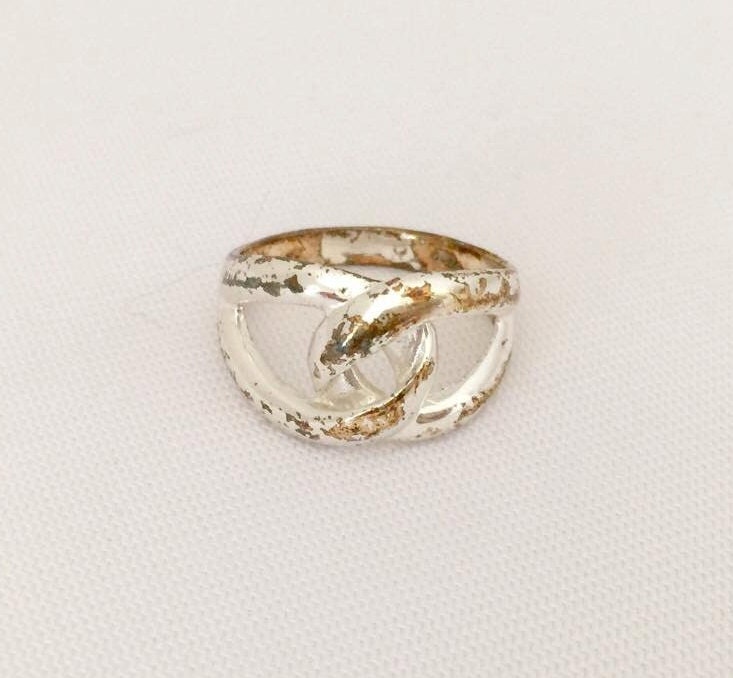 Vintage Sterling Silber Verdrehter Ring Größe 7.25 von wandajewelry2013