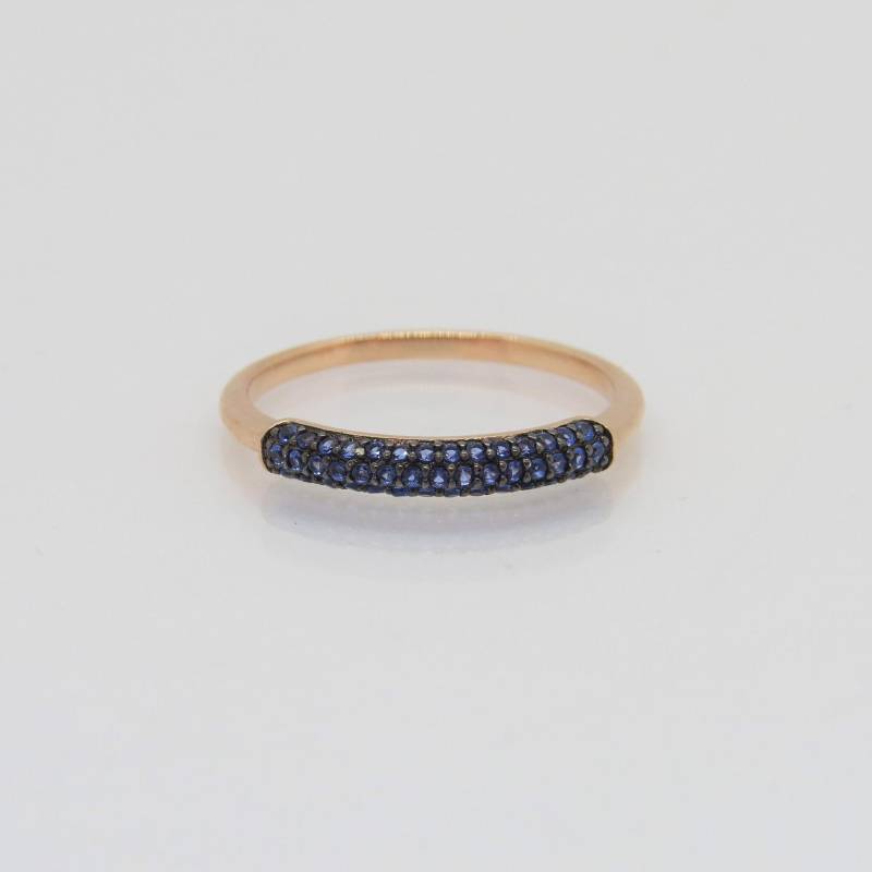 Vintage Sterling Silber Vergoldet Rose Gold Blau Saphir Pave Ring Größe 7 von wandajewelry2013