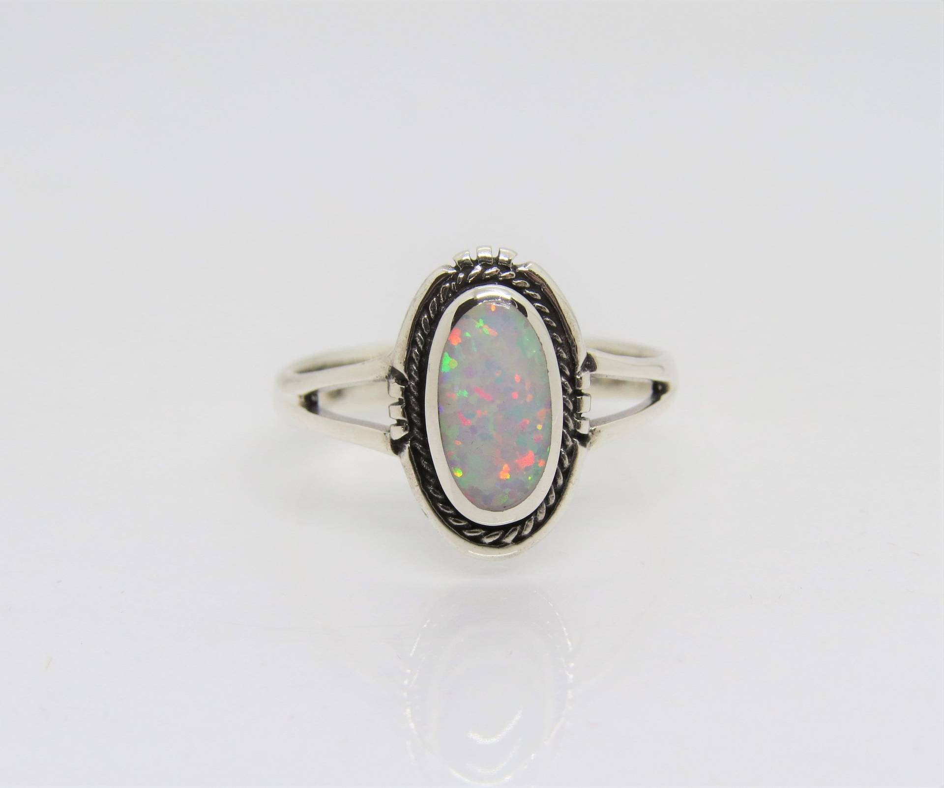 Vintage Sterling Silber Weiß Opal Ring Gr. 9 von wandajewelry2013