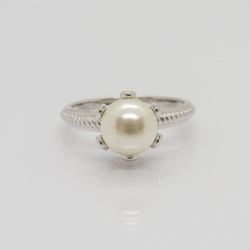 Vintage Sterling Silber Weiße Perle & Weißer Topas Krone Ring Größe 7 von wandajewelry2013