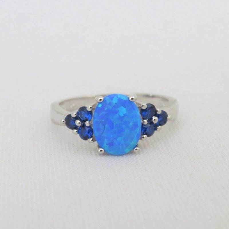sterling Silber Blauer Opal & Saphir Ring Größe 6 von wandajewelry2013