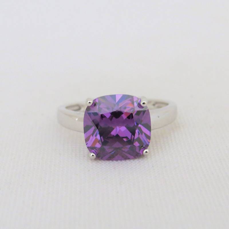sterling Silber Kissenschliff Amethyst Ring Größe 10 von wandajewelry2013