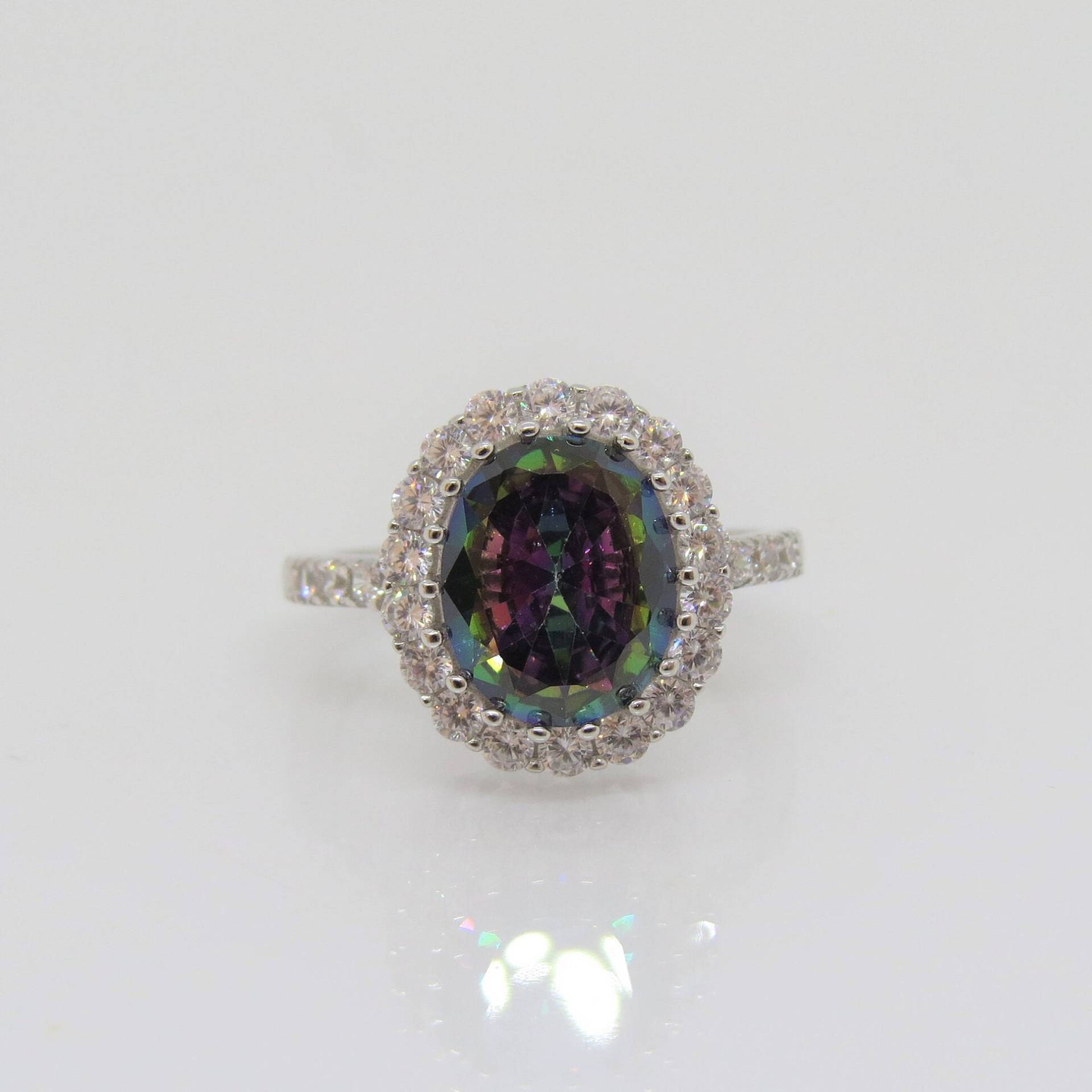 sterling Silber Mystic Topaz & Weißer Topas Ring Größe 8 von wandajewelry2013