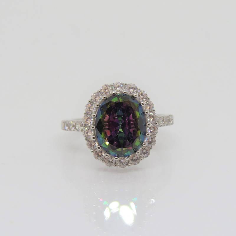 sterling Silber Mystic Topaz & Weißer Topas Ring Größe 8 von wandajewelry2013