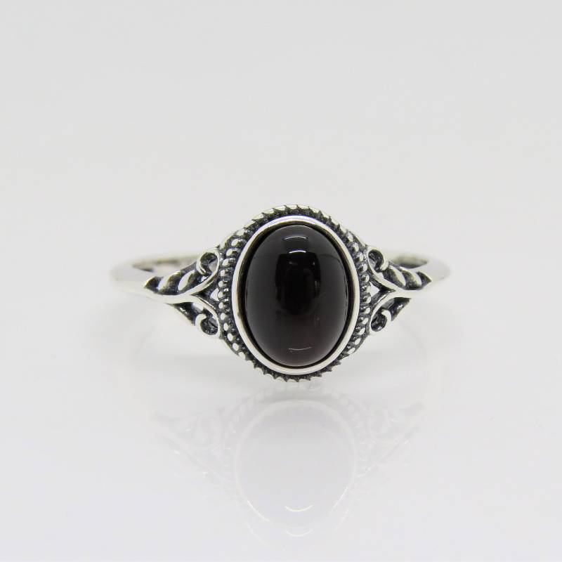 sterling Silber Schwarzer Onyx Filigraner Ring Größe 9 von wandajewelry2013